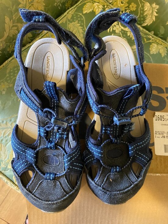 Lands' End Shoes - LAND'S END ALL WEATHER LADIES CLOSED TOE SANDALS: Size 7W, Radient Navy